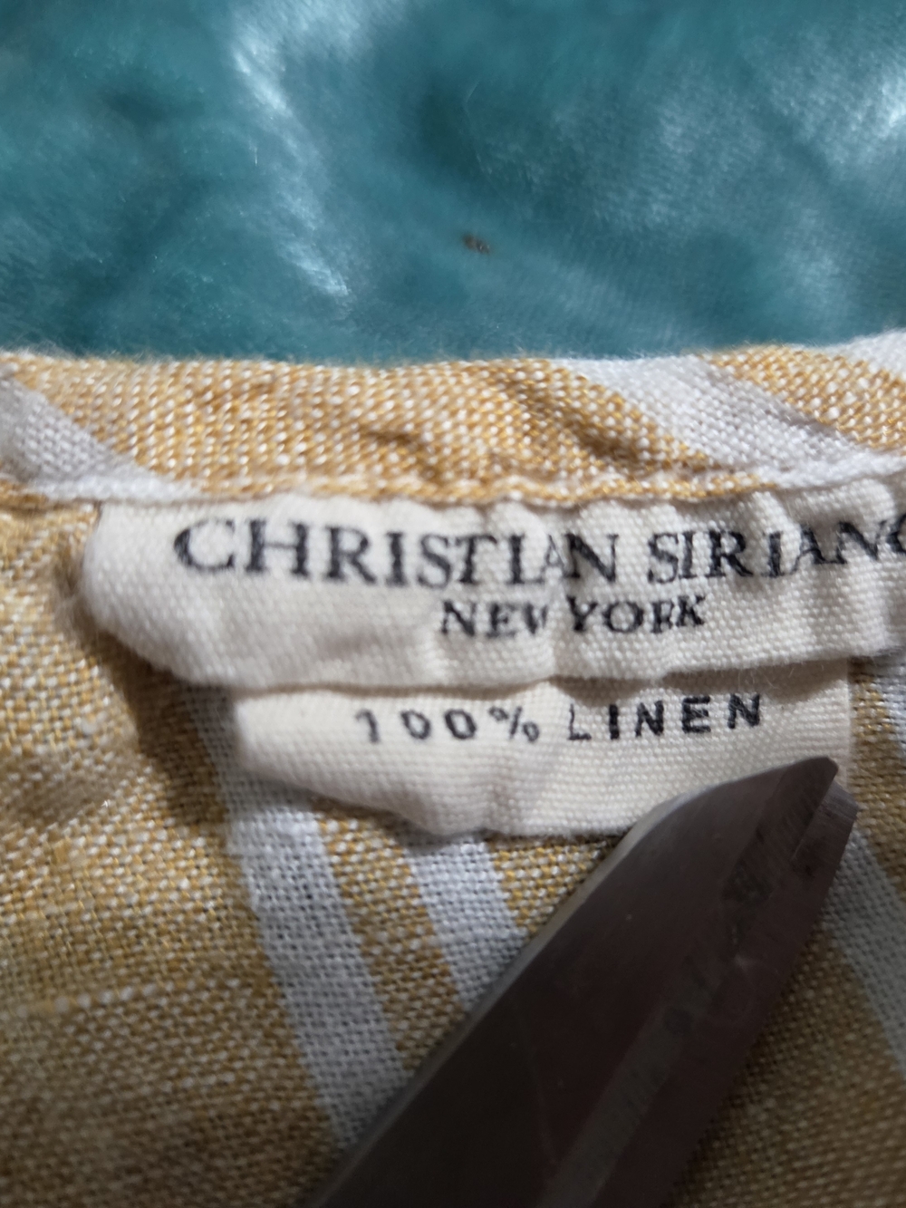 ✨️3 FOR $25 Striped Short-Sleeve Linen Blend Top in Yellow and White - Picture 4 of 5